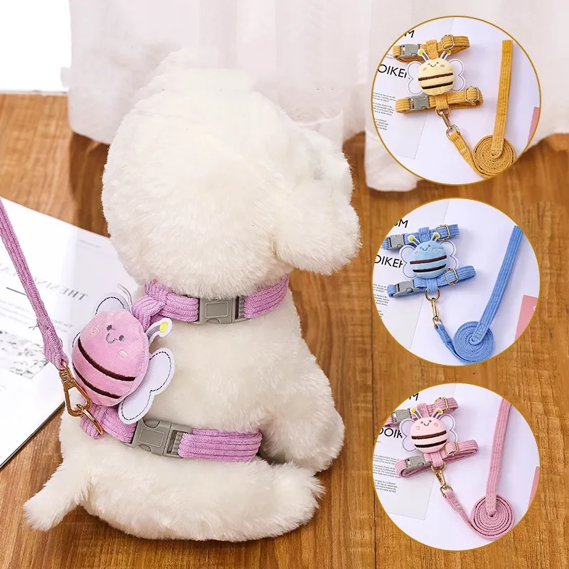 Adorable Harnais Pour Chien Avec Motif D' Abeilles - Laisse Ajustable – Image 2