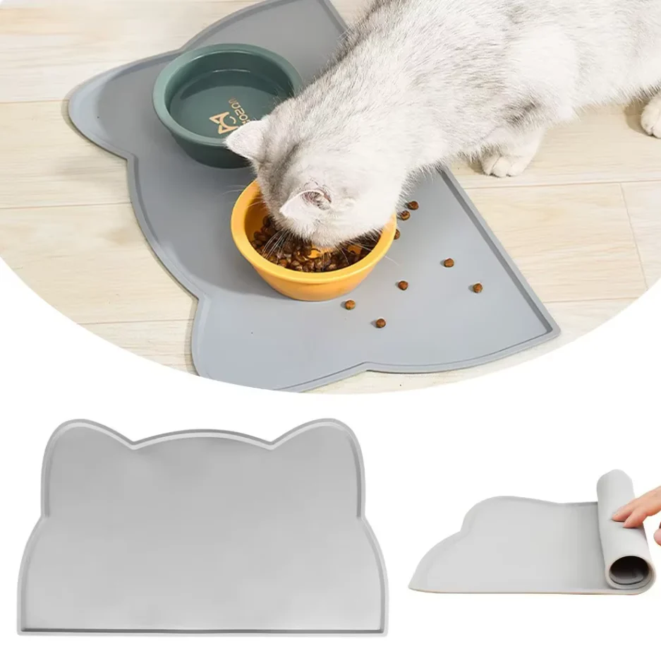 Tapis pour Assiette de Chat avec Dessous Antidérapant