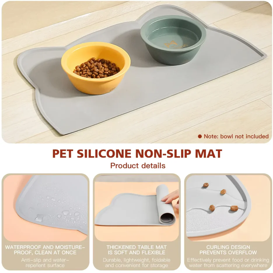 Tapis pour Assiette de Chat avec Dessous Antidérapant – Image 3