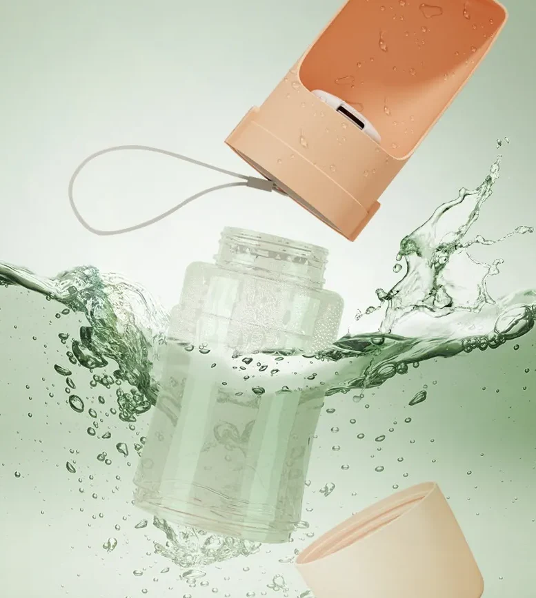 Bouteille D' Eau Pliable pour Animaux Domestiques avec Réservoir de Nourriture – Image 3