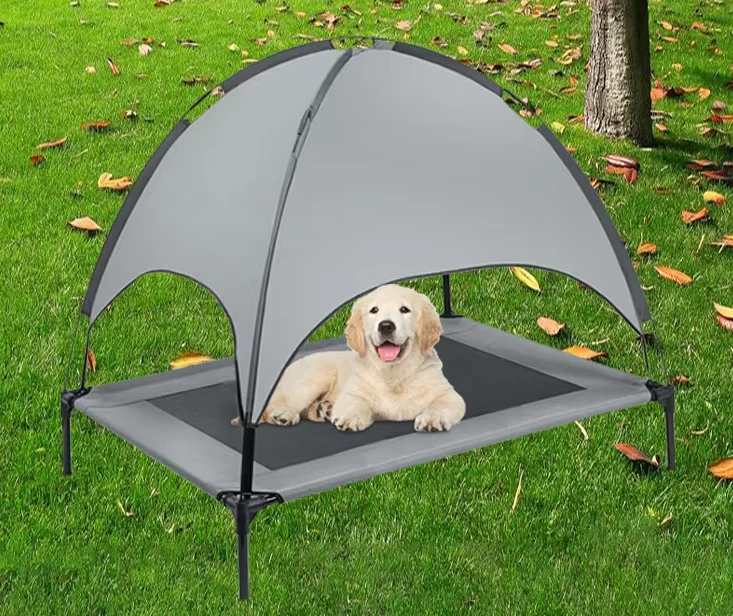 Lit Surélevé pour Chien avec Toit Solaire - Lit D' Extérieur Respirant pour Chiens – Image 5