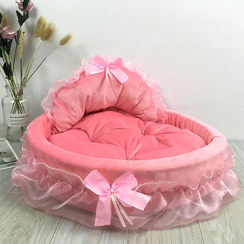Lit Pour Chat Avec Volant De Tulle Et Nœud Pour Un Repos Stylé – Image 6